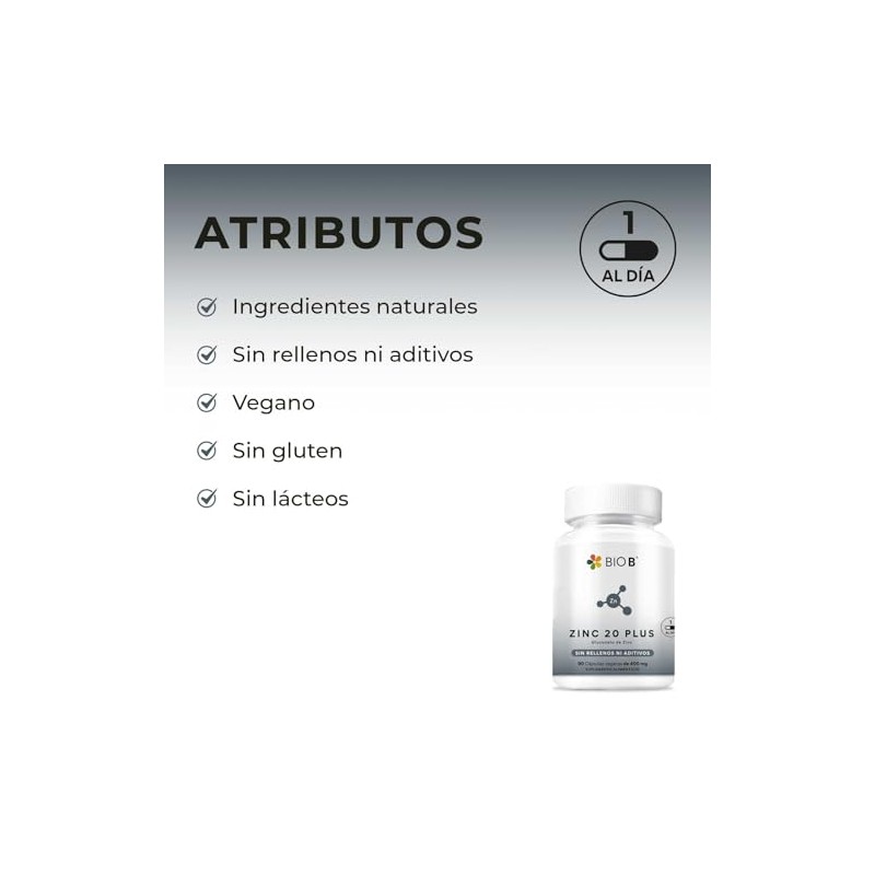 BIO B Zinc 20 Plus 90 Cápsulas Veganas