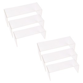 heavenlife Pack of 6 Acrylic Display Stands, Clear Acrylic Display Risers Display Base, 3 Sizes Display Shelf, Clear Riser Shelf Display Case for Figures, Collectibles, Cosmetics, Cupcake Jewellery