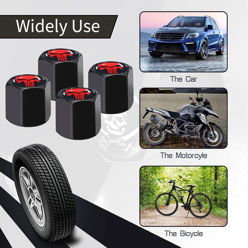 ZKFAR Pack-4 Skull Car Wheel Tire Valve Stem Caps, Anti-Theft