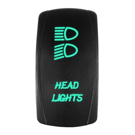 Laser Rocker Switch - HEADLIGHTS - Universal Off/On/On - 3 Position -12 Volt (green)