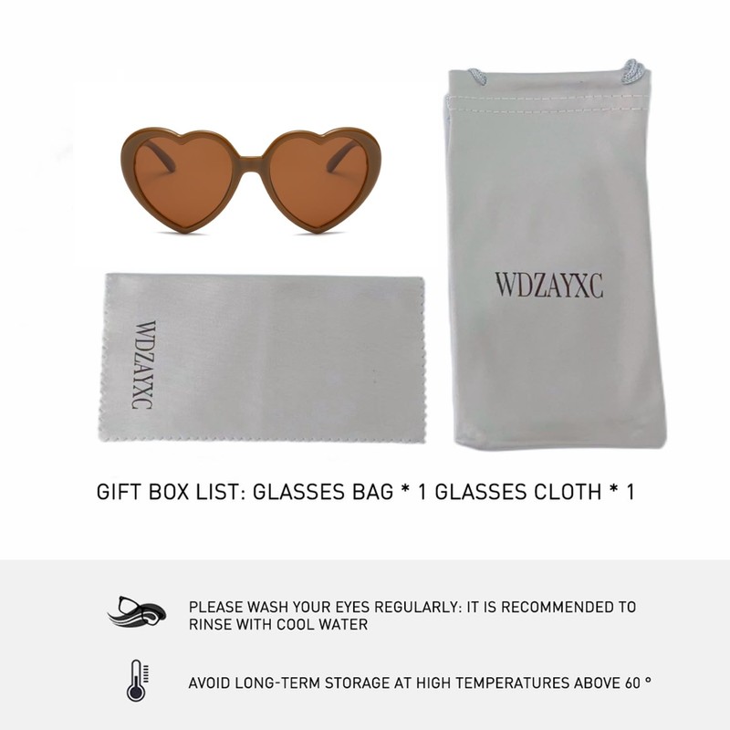 WDZAYXC Polarized Oversized Heart Retro Sunglasses Cute Eyewear UV400 Protection(Tea/Tea)