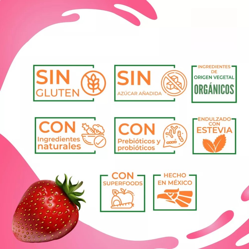 NutraSien100 Malteada Nutrasien100 Sin Azúcar Fibra 500g Sabor Fresa