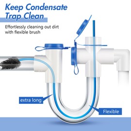 Gulfmew 3 Pcs Condensate Trap Flexible Drain Brush, 48 Inch AC Drain Line Cleaning Brush for AC & HAVC Condensate P Trap, Blue