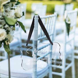 Acrylic Wedding Sign, Ring Bearer Sign, Reserved Seating Signs, for Mother of The Bride, Rustic Wedding Decor Signs, Acrylic Wall Art With Ribbon for Chairs Weddings Decor and Event Party (Clear)