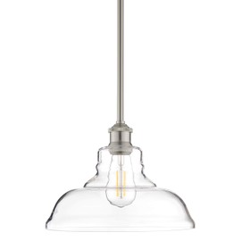 Linea di Liara Lucera Modern Farmhouse Pendant Light Fixture Ceiling Hanging Large Glass Pendant Lighting for Kitchen Island Brushed Nickel Pendant Light Over Sink Light Fixtures, Bulb Included