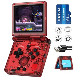 RG35XXSP Flip Portable Retro Handheld Game Console,RG35XXSP 3.5 Inch IPS Screen Linux System With 64G TF Card Pre-installed 5532 Games,Clamshell Games Consoles Supports 5G WiFi Bluetooth HDMI xxsp red