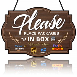 Iznomo Package Delivery Sign, 12x8 inches, Rectangular, Brown, Vintage Delivery Style, Door Mount