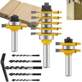MAYLINE Router Bit Set 1/2 Inch Shank 3 PCS, Woodwork Milling Groving Cutter Router Bits Sets Tongue Groove Rail Stile Wood Miter Cabinet CNC Cutting Tool for Doors Table (NO-04)