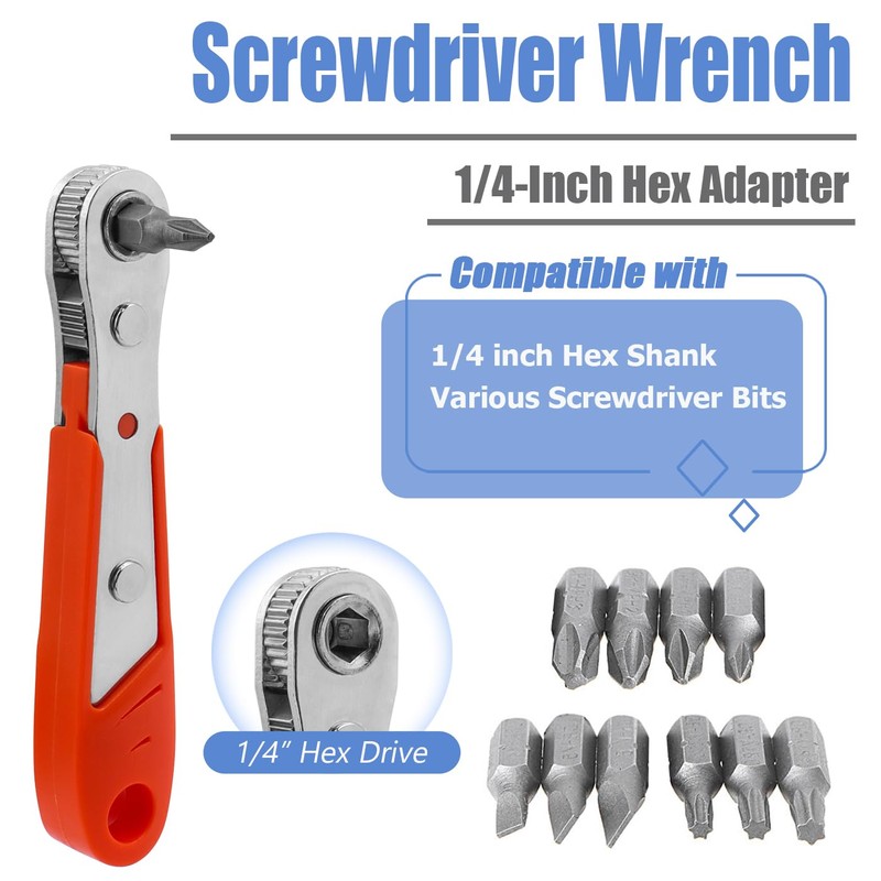 Mesee Mini Ratchet Wrench with 10 Types Screwdriver Bits Set,
