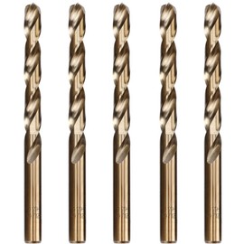 Hymnorq 21/64 Inch M35 Cobalt Steel Drill Bit Set (5-Pack) for Metals – Fully Ground, Dual Twist Flute, 135° Split Point, Straight Shank, Bronze Finish, Tough PP Case