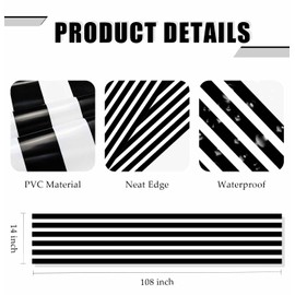 AVXINSOK 6 Pcs Striped Table Runner Plastic 14 x 108 Inch Disposable Black and White Runner for Table Wedding Baby Shower Birthday Party Decorations Striped Table Runner