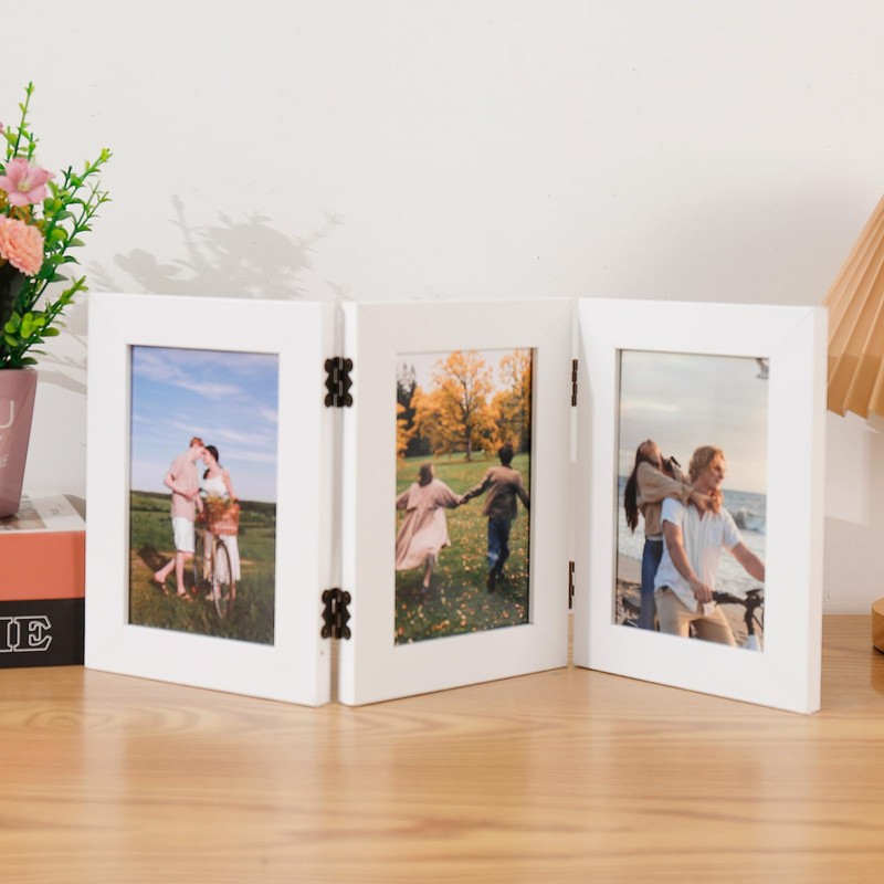 Gmllary 4x6 Three Picture Frames Hinged Folding Photo Frames Vertical