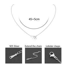 Aosyoisk 925 Sterling Silver Heart Letter Necklace, Ladies (K)