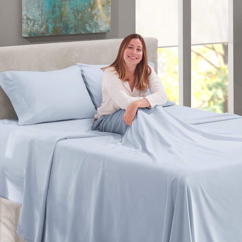Nestl Bed Linen Set, Ice Blue, 4 Piece King Size