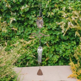Unbranded 21"Long Owl Metal Silhouette Wind Chime Ornament Home Decor Unique Gift
