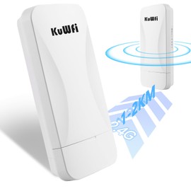 KuWFi Outdoor Wireless Bridge 300 Mbps Outdoor WLAN Bridge WLAN Repeater Directional Radio WLAN Set Point-to-Point WiFi Bridge Supports 1 km Transmission Distance Solution for PTP/PTMP with Poe + 2