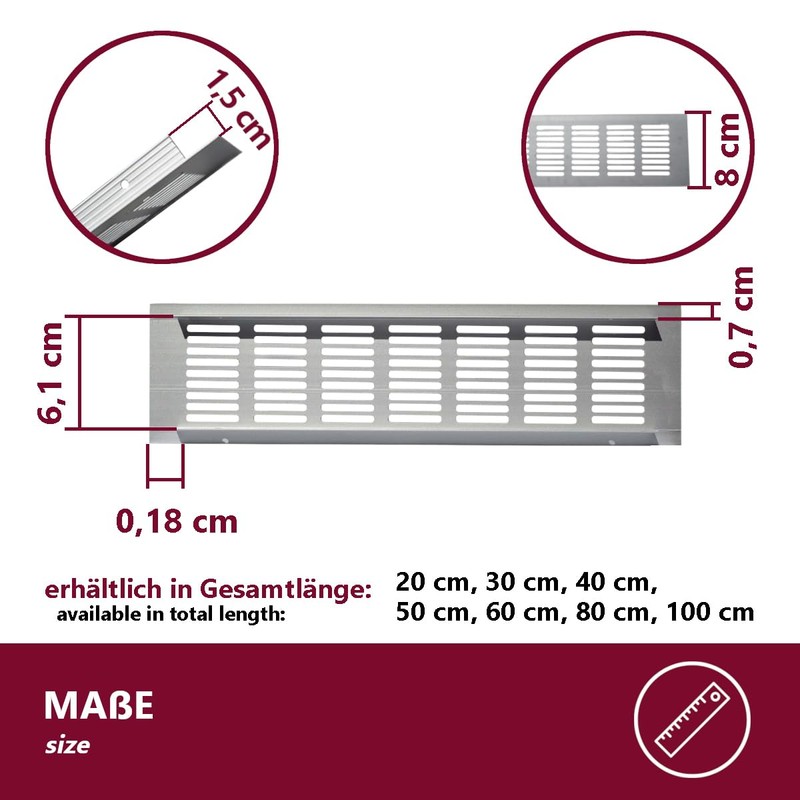 2 x high-quality aluminium ventilation grille for ideal ventilation –