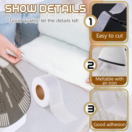 Treela 2 Rolls 1.5 Inches x 20 Yd Fusible Batting Tape for Quilting White Seam Tape Fusible Sheer Tape for Art Quitting Batting Sewing