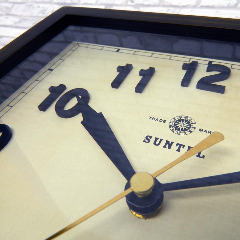 Santeru QL696-AN Square Wall Clock, Antique Brown, Made in Japan