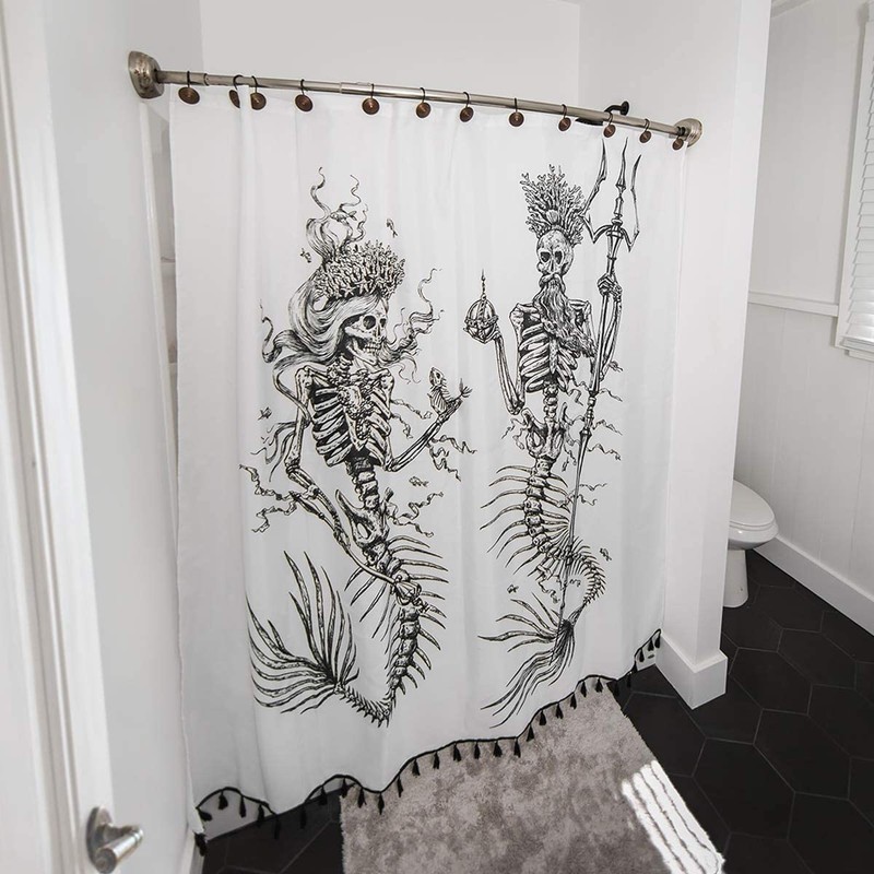 Mermaid Shower Curtain for Gothic Bathroom Decor- Gothic Shower Curtain
