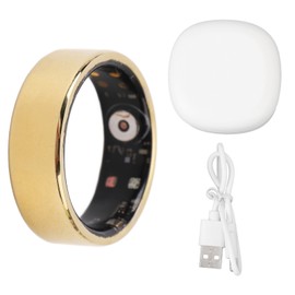 Smart Ring Sleep Monitor Health Tracker Step Count Gold Lightweight Sleep Ring Stainless Steel for Men Women 19