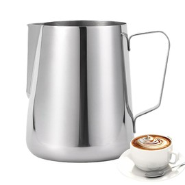 Meelio Milk Frothing Pitcher 30oz/900ml,Stainless Steel Coffee Milk Frother Jug,Espresso Milk jug with Measurement Scale，Silvery