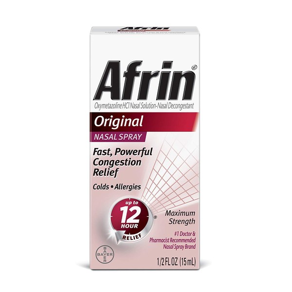 Afrin Afrin Nasal Decongestant 12 Hour Relief Spray Original, Original 0.5 oz (Pack of 2)