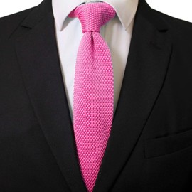 Pointed Knit Ties for Men Pure Color Berry Pink Skinny Neck Tie Knitted Tie for Daily Wedding Party