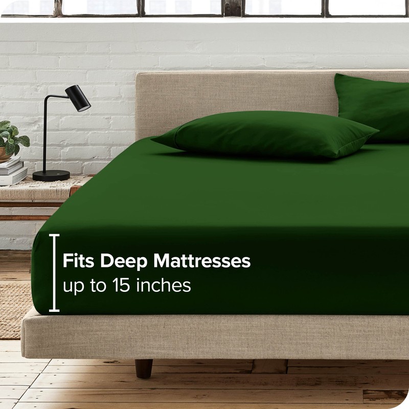 Bare Home Fitted Bottom Sheet Double - Premium 1800 Ultra-Soft
