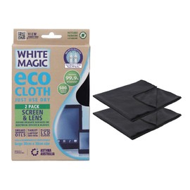 White Magic Screen and Lens Eco Cloth 2 Pieces Pack, Multicolour
