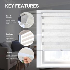 CHICOLOGY Zebra Blinds, Roller Window Shades, Blinds for Windows, Roller Shades for Windows, Window Shades for Home, Window Shades, Pull Down Shades for Windows, 38" W X 72" H, Basic Natural