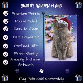 Doggie of the Day Selkirk Rex Cat Garden Flags - Christmas Winterland Wonderland - Double Sided - Yard Porch Lawn Spring Decorative Gift - Home Decor 12 1/2"w x 18"h - GFLAG48981