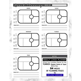 Weekly Lunch Planner: School Year Lunchbox Planner for the Yumbox Original, Panino & Tapas Bento Box: 54 Weeks of Planning Pages