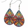 the fun things Faux Stained Glass Dragonfly Earrings Teardrop Dangle
