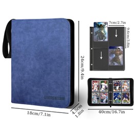 Tacrenixum 400 Pockets Card Holder Album with 50 Removable Sleeves for，Pokemon, Card Collection Binder, Yugioh Cards Binder, MTG Binder(blue, 4)
