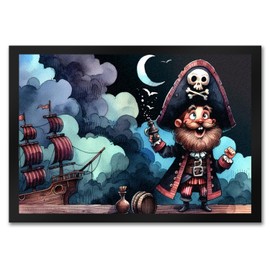 speecheese Funny Pirate Doormat in 35 x 50 cm Humorous Funny Buccaneer Design Smiling Buccaneer Captain Funny Pirate as Welcome Greeting