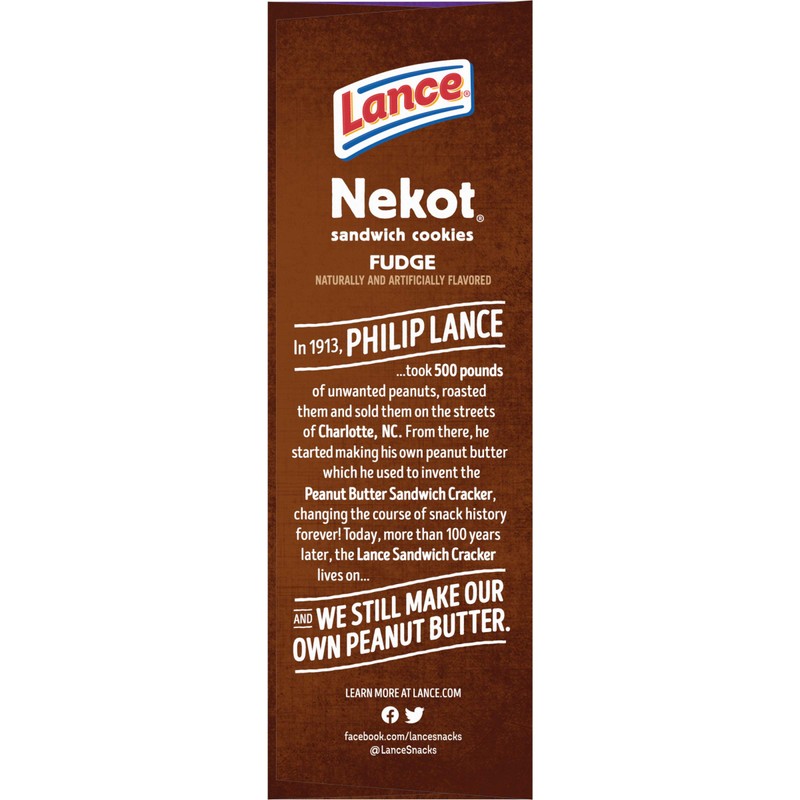 Lance Sandwich Cookies, Nekot Fudge, 8 Count Box
