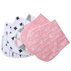 Behaniu 5-Pack Cotton Baby Burp Cloths with Arrow Pattern Design for Babes,Spit Up Rags for Boys and Girls(Pink)
