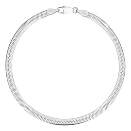 Savlano 925 Sterling Silver Herringbone Flat Snake Magic Chain Bracelet For Women & Men - Made in Italy Comes With a Gift Box (7, 4.5mm)