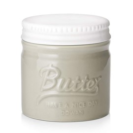 DOWAN Butter Keeper, French Butter Dish, Ceramic Candy Servers for Storage, No More Hard Butter & Humanized Water Line, Grey