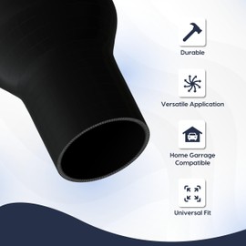Straight Reducer Silicone Hose - 1.5" ID to 2" ID, 3"(76mm) Length Reducer Silicone Coupler Hose, 4-Ply Reinforcement Universal Straight Reducer Pipe for Automotive Use - Black
