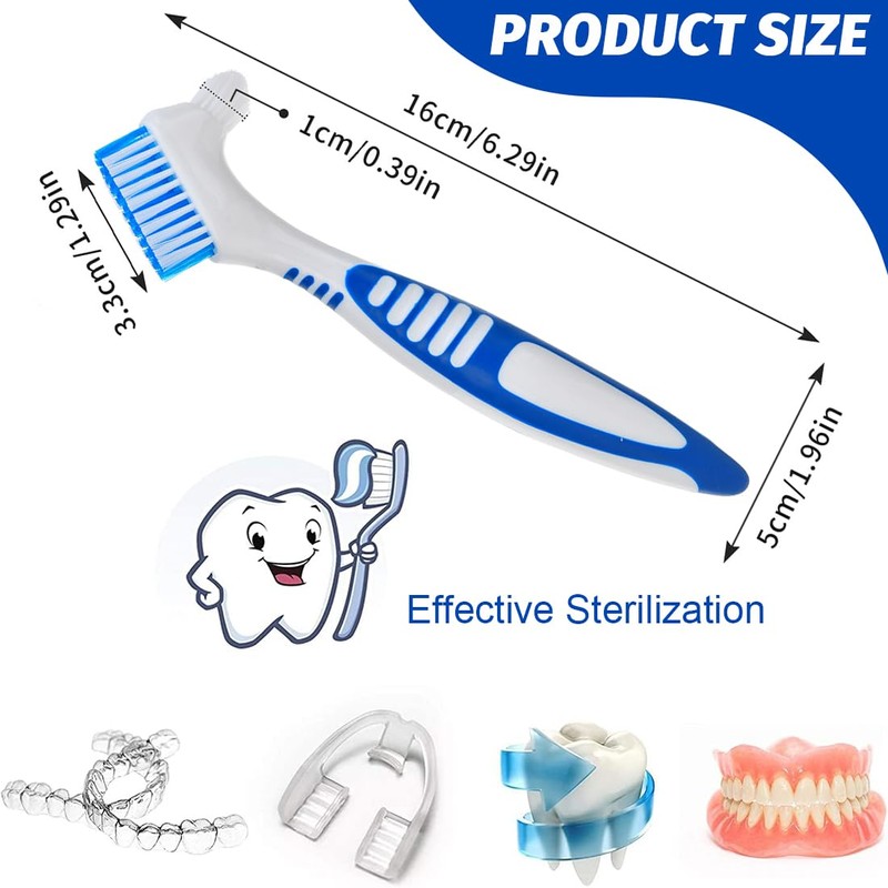 ZKGYUS Pack of 5 Denture Toothbrushes, Portable Denture Cleaning Brushes
