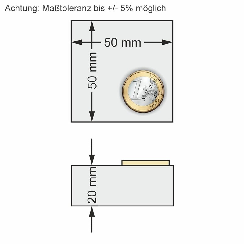 Square Acrylic Block 50 x 50 x 20 mm Transparent,