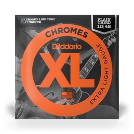 D'Addario Cuerdas para guitarra - Cuerdas para guitarra eléctrica XL Chromes - Entorchado plano - Pulidas para una sensación ultra suave y tono cálido
