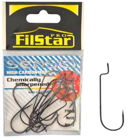 PRO FILSTAR Offset Hook Set of 12 N1/0 - Worm Hooks - Cheburashka Hooks - Dropshot Hooks - Jig Hooks for Rubber Fish Assembly - Jig Head - Fishing Hooks Sport Set - Zander & Pike & Trout Fishing Hooks