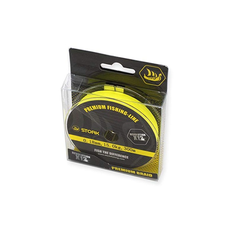 Stork Revolution 12-Fold Braided Premium Fishing Line 300 m (Yellow,