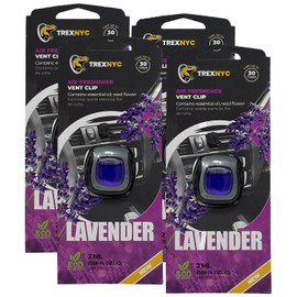 TrexNYC Car Air Fresheners Vent Clips, Essential Car Odor Eliminator, Perfect Scented Car Accessories, For Long Lasting Fragrance up to 30 days, 0.07 FL.OZ (Lavender, 4 Packs)