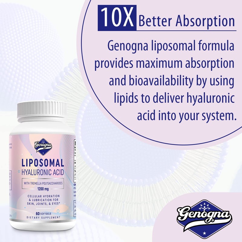Liposomal Hyaluronic Acid Supplements 1000mg-High Bioavailable Dietary Hyaluronic Acid Capsules-with