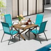 TLSUNNY TLSUNNY Patio Chairs, Stackable Textilene Outdoor Dining Furniture for All Weather, with 20 Wide Seat & Metal Frame, for Garden, Backyard, Deck, Restaurant, Poolside (Turquoise Blue, Set of 4)