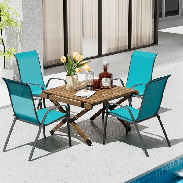 TLSUNNY TLSUNNY Patio Chairs, Stackable Textilene Outdoor Dining Furniture for